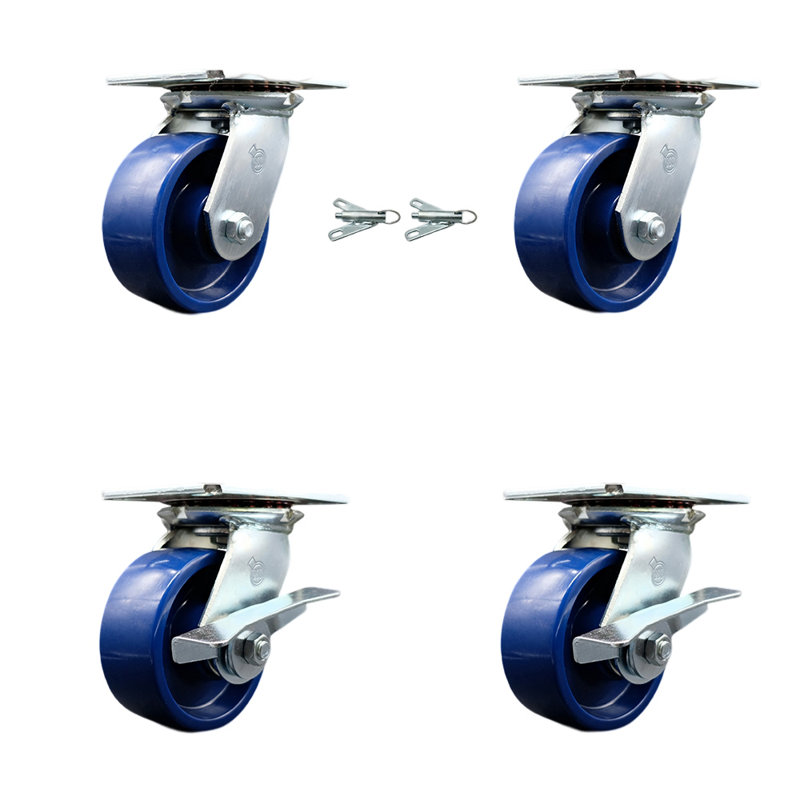 Ensemble de roulettes pivotantes en poly 5 po 2 verrous pivotants 2 roulettes de service