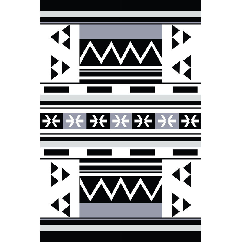 Black Theme Geometric Pattern Modern Machine Washable Decorative Rug, Runner 3'3" x 6'7" Rug Pad Included