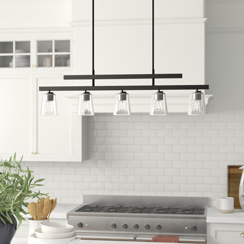 Lustre linéaire pour îlot de cuisine noir mat Macklin, Noir mat