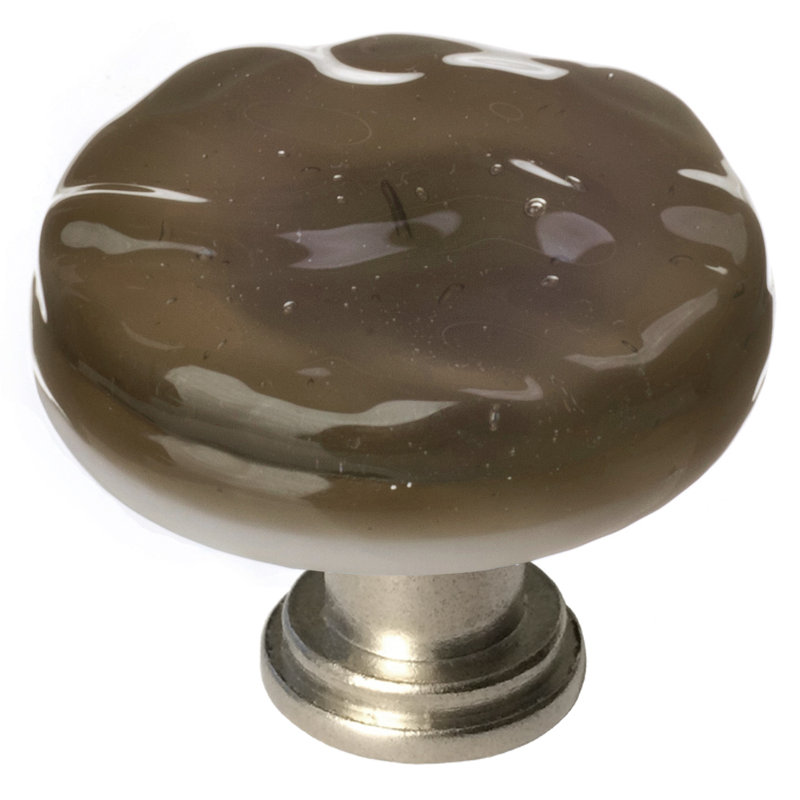 Poignée ronde en verre Glacier, Noir, Nickel satiné