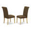 L'ensemble de salle à manger 3 pièces contient une table de salle à manger rectangulaire avec des feuilles papillon et 2 chaises rembourrées en tissu de lin brun, chêne-516949490-516949493-452332299