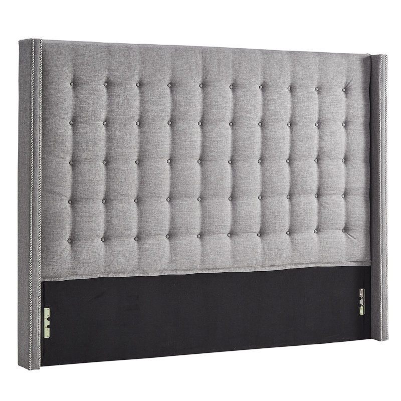 Kaster Upholstered Linen Wingback Headboard, King, Pewter Grey Linen