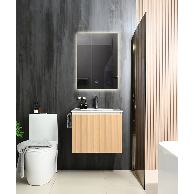 Meuble-lavabo de salle de bain 24 po avec lavabo, armoire et porte-serviette noir - Esthétique moderne