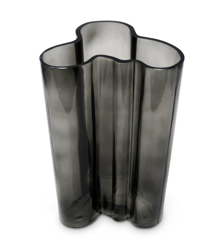 Tinted Curved Vase, 9.80" H x 5.50" W x 6.50" D, Smoked