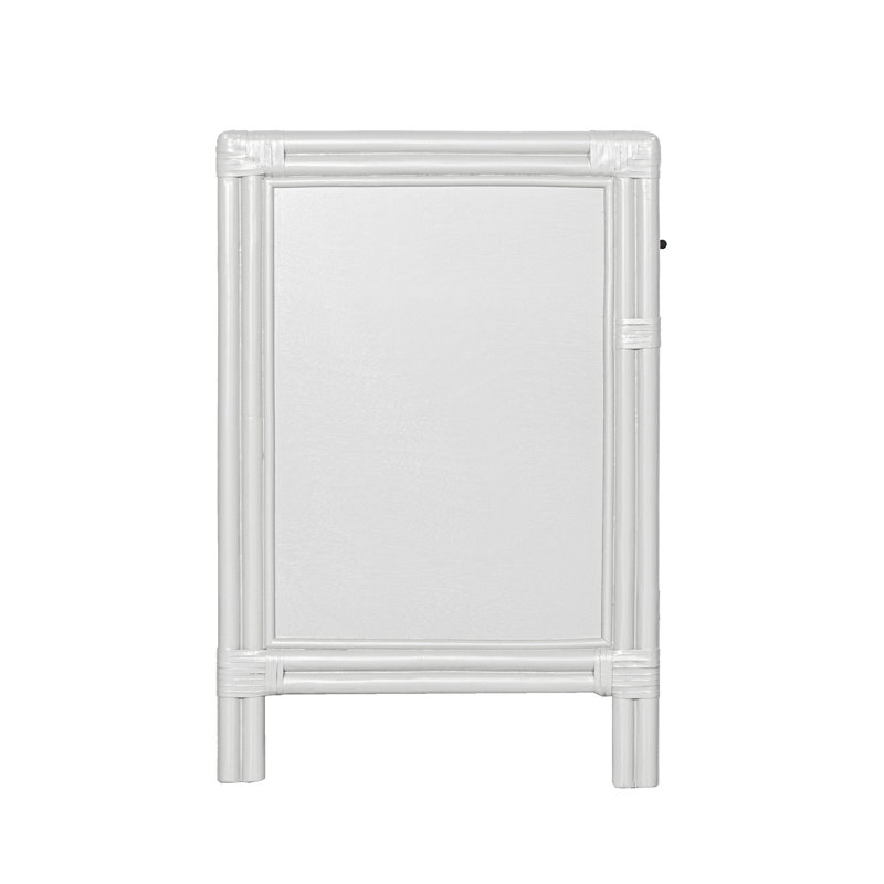 Clara Collection 1 - Drawer Rattan Nightstand, White