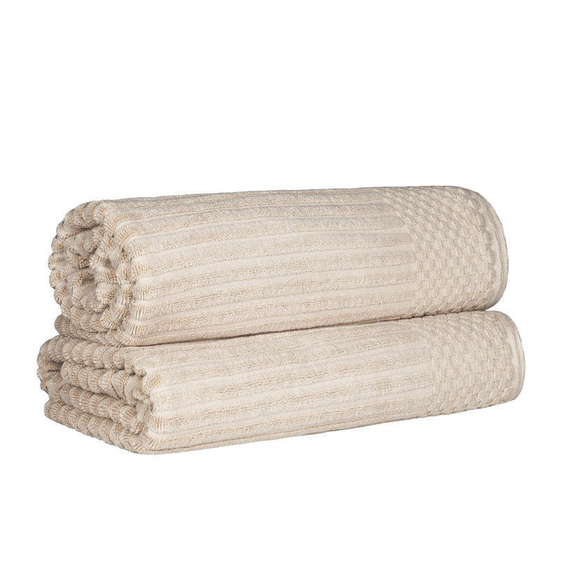 Ensemble de draps de bain en coton à bordure très damée et très absorbante en coton de yaholo, Ivoire