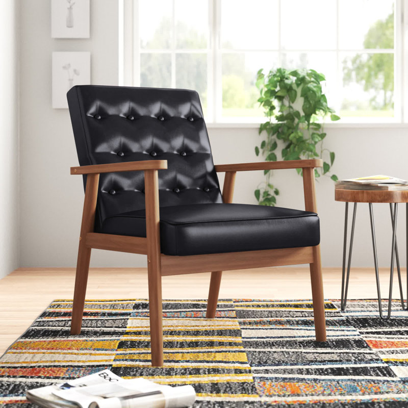 Rodney Faux Leather Armchair, Black