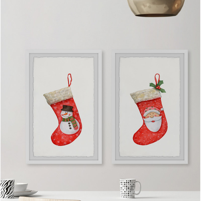Cheney Cheney Snowman And Santa - 2 Piece Single Picture Frame Painting, 61cm H x 122cm W x 3.81cm D