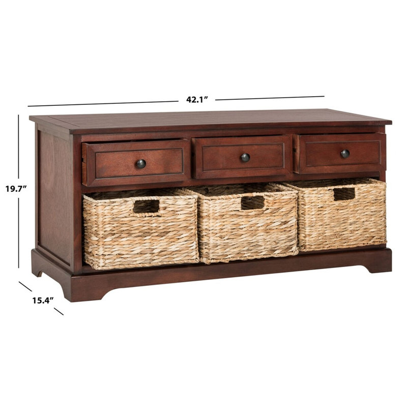 Aneiyah Upholstered Storage Bench, Dark Cherry