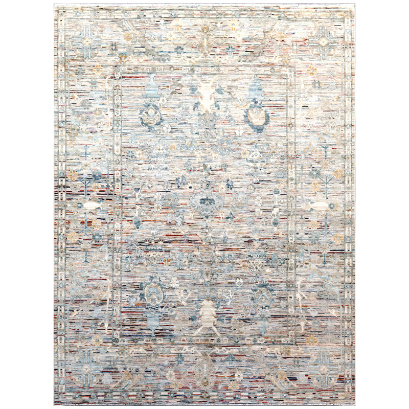 Tapis argent noué à la main de haute qualité