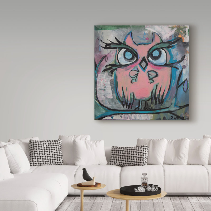 « hibou », reproduction de peinture à l’acrylique sur toile tendue, H 35 po x l 35 po x P 2 po
