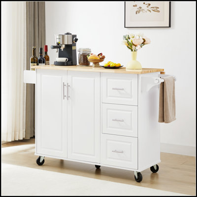Spacious Kitchen Island with Drop Leaf Countertop and Barn Door, for Enhanced Food Preparation and Storage