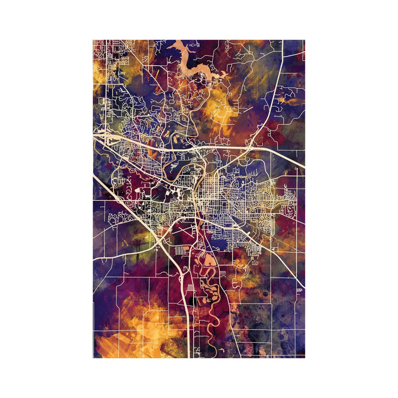 Iowa City Map II by Michael Tompsett - Wrapped Canvas Gallery-Wrapped Canvas Giclée, 101.6 cm H x 66.04 cm W x 3.175 cm D