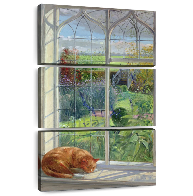Lilie Sleeping Cat And Chinese Bridge, 32" H x 20" W