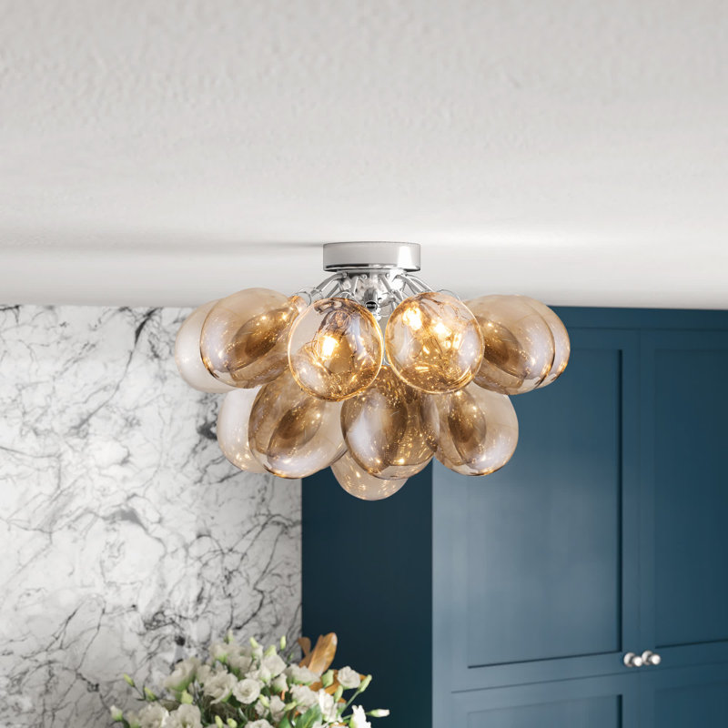 Abdurrahman Glass Semi Flush Mount, Gold