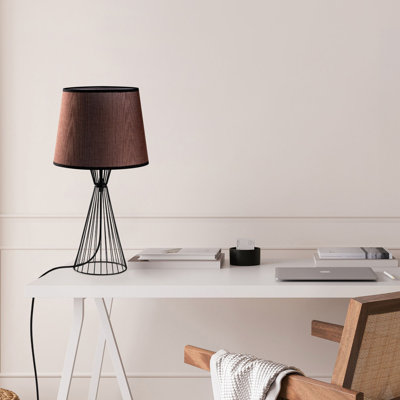 Industrial Metal Table Lamp, Black, 11.0 x 11.0 x 21.7 inches | Fabric Shade Ø8.7-11.0 x 8.7 inches | E27 Socket, Max 40W (Bulb Not Included) | Stylish Lighting for Home & Office Decor, IP20 Rated