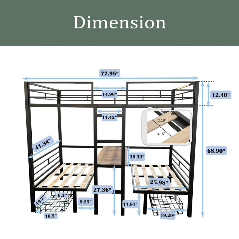 Loft Bed With Table Sets, Twin Over Twin