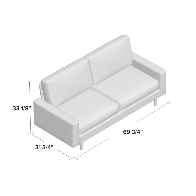 70" Square Arm Settee, Dark Gray