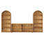 Ensemble meuble télé Elyas 3 pièces avec bibliothèque pour téléviseurs jusqu'à 70 pouces, meuble télé en bois au design arqué