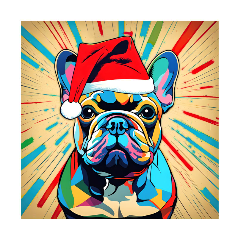 Art sur toile Tina Lavoie Santa Frenchie, H 14 po x l 14 po