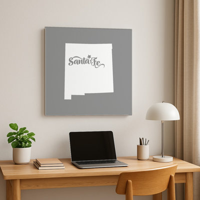 Home Sweet Santa Fe — New Mexico State Silhouette — Square Metal Wall Art