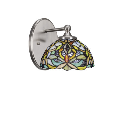 Eddis Wall Sconce Shown With 7" Kaleidoscope Art Glass
