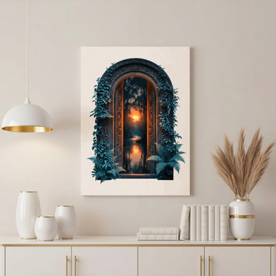 «Gallery Wrap», art mural sur toile pour le salon, la chambre à coucher, le bureau ou le vestibule - décoration murale décorative avec arche mystique