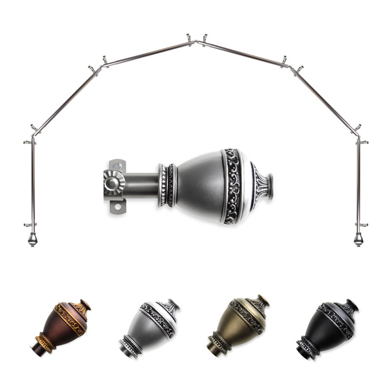 Tringle à rideaux simple ajustable avec baie vitrée de 0,81 po, Nickel satiné, 28 po à 48 po (chaque côté)