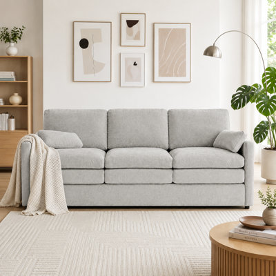 Modern Minimalist Chenille Fabric Upholstered Living Room Sofa Loveseat