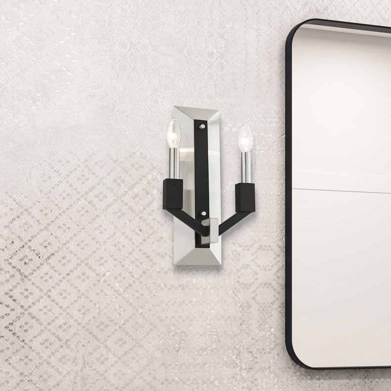 Janine Candle Wall Light, Black/White