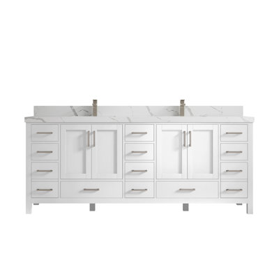 Malibu 84'' Double Bathroom Vanity with Quartz Top