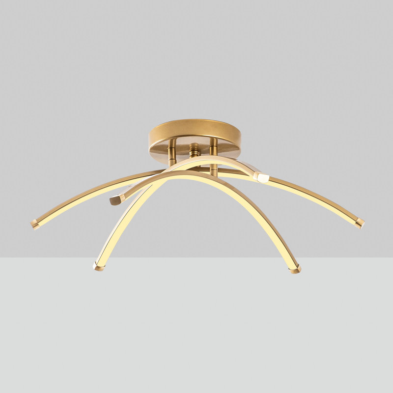 Élégant lustre doré avec structure en métal, 22,4 x 7,9 x 22,4 pouces | DEL SMD 28 W 3 000 K, indice de protection IP20 | Éclairage élégant pour le salon, la salle à manger et le vestibule | Design moderne avec plaque de base durable