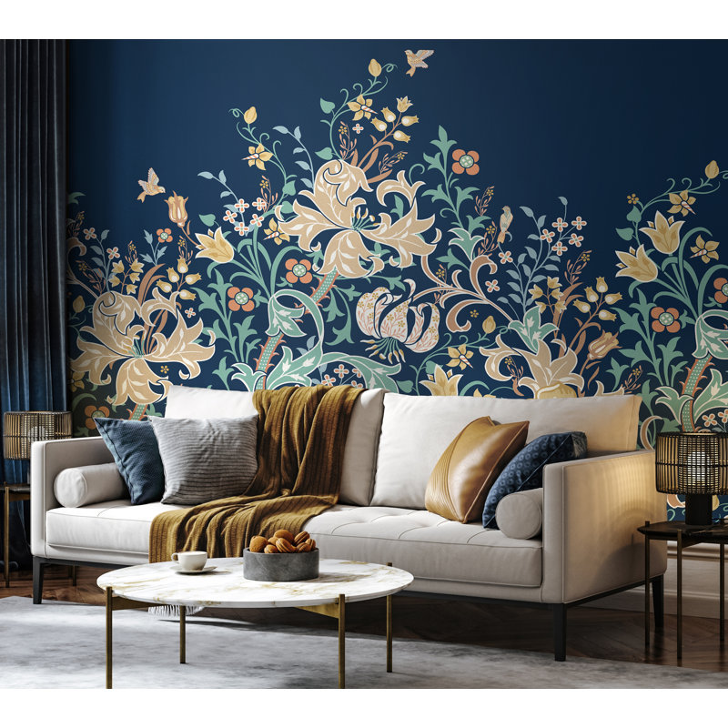 ClassicLiving Trailing Lily Matte Roll, 300cm L x 240cm W, Navy Blue Matt