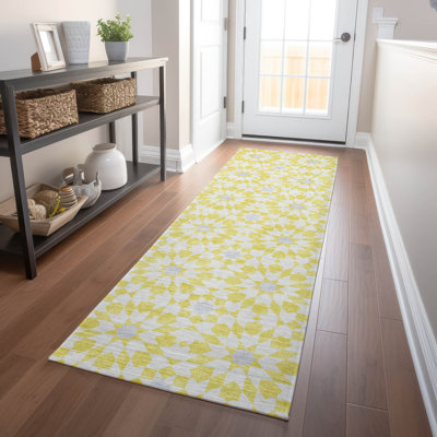 Premium Machine Washable Tweedy Yellow Rug