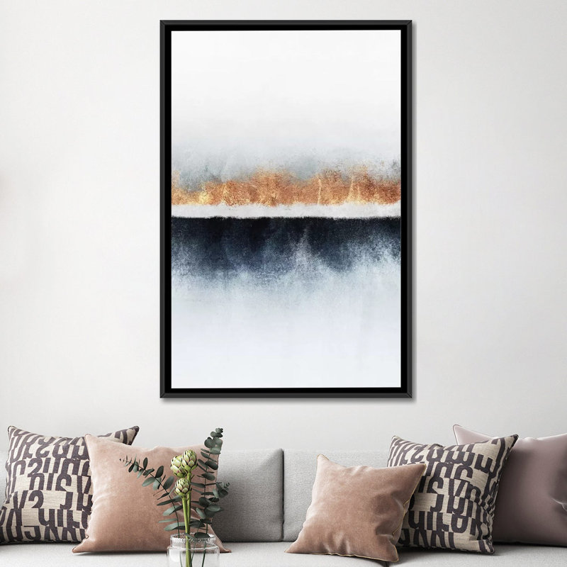 «Horizon I» par Elisabeth Fredriksson - reproduction d'art, H 60 po x l 40po x P 1,5 po, Toile avec cadre noir, Pas de tapis