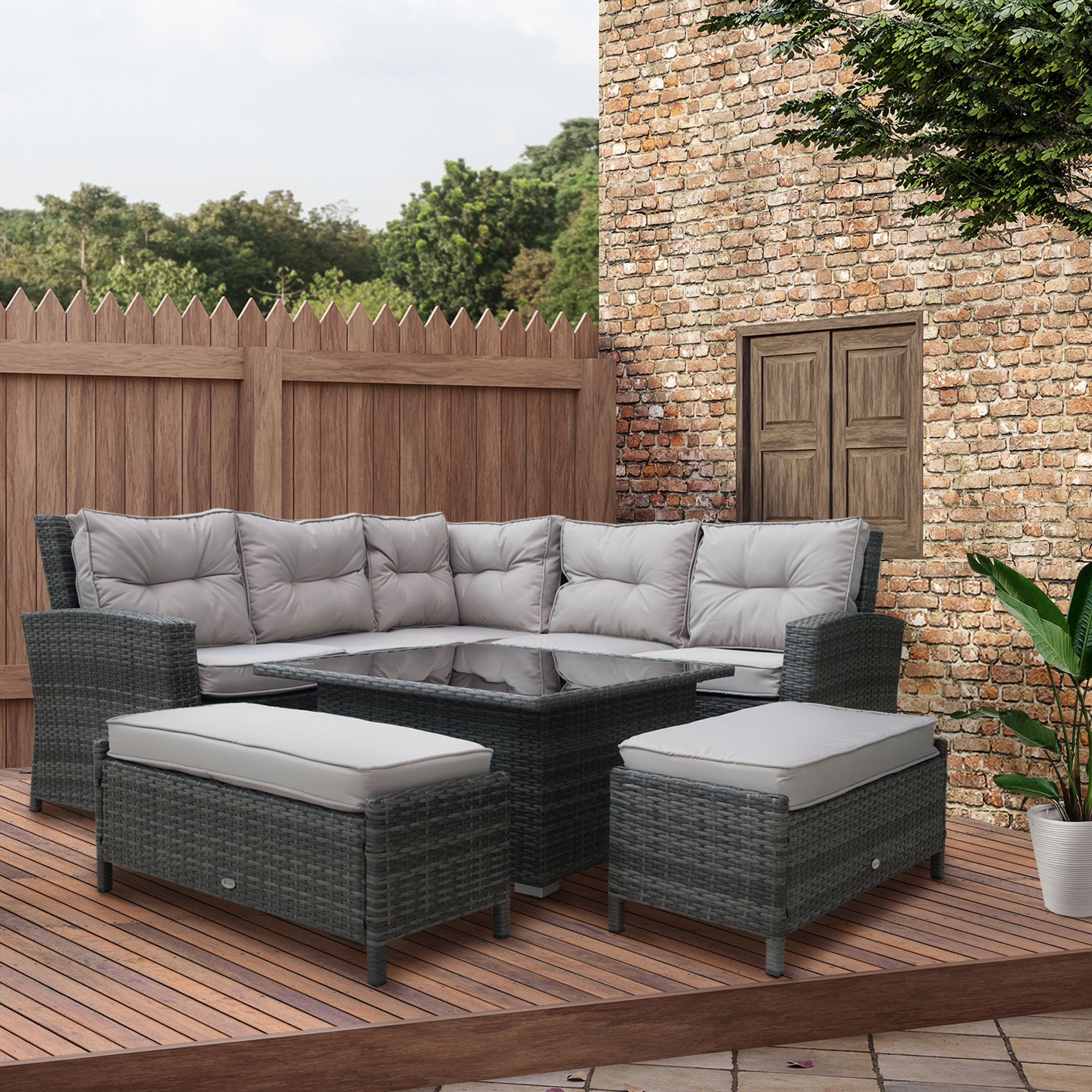 Tussey 6 seater best sale rattan corner sofa set