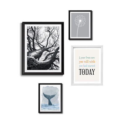 4 Piece Single Picture Frame Print on Wood