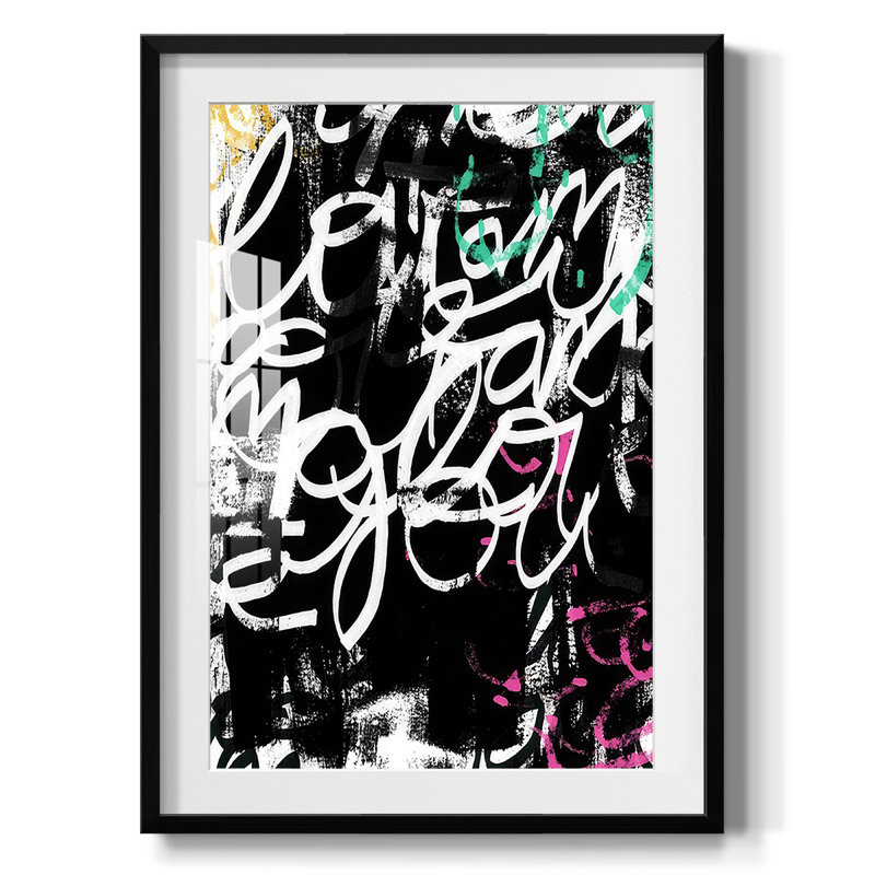 Graffiti Scribe II - impression encadrée, H 25,5 po x l 17,5 po, Noir