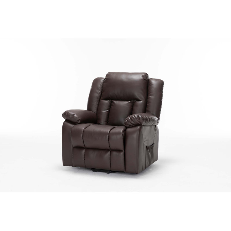 Fauteuil inclinable électrique de massage, fauteuil inclinable en cuir PU, Marron foncé