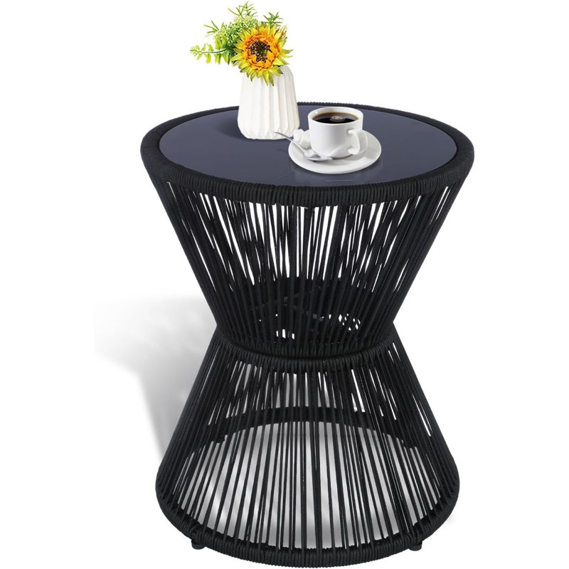 Round Metal Outdoor Side Table , 16cm cm W 16cm cm D
