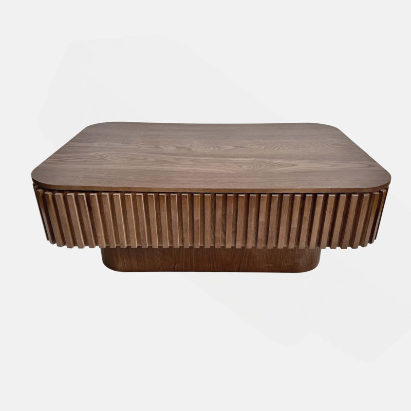 Table basse à plateau relevable cannelé 38,6 po, Noyer