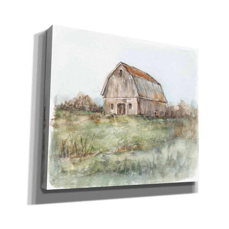 "Red Barn Barrel Studio" "Etain toit grange II" par Ethan Harper, art mural sur toile, H 26 po x l 30 po x P 1,5 po