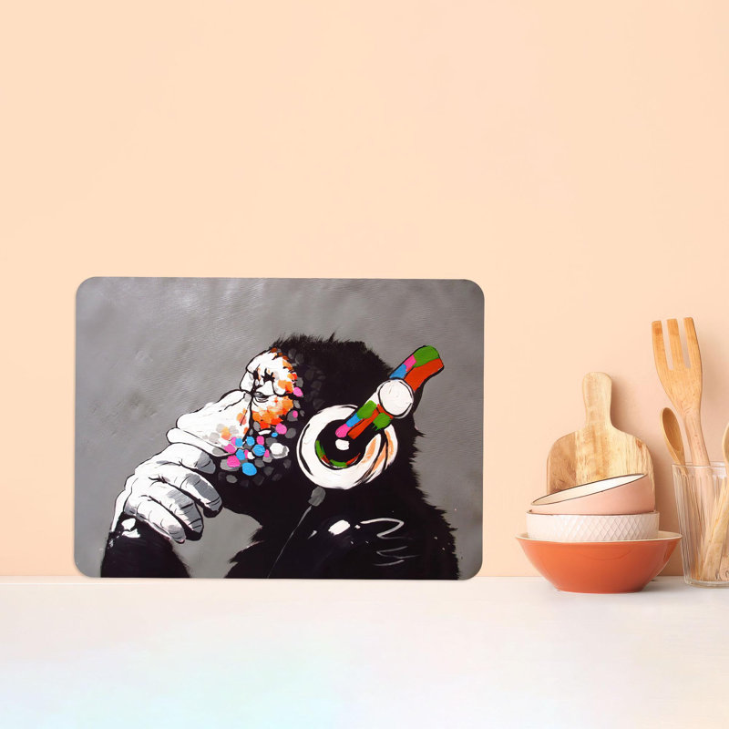 Planche de service à thème de singe en verre robuste pour dj, 7,9 po x 11,8 po