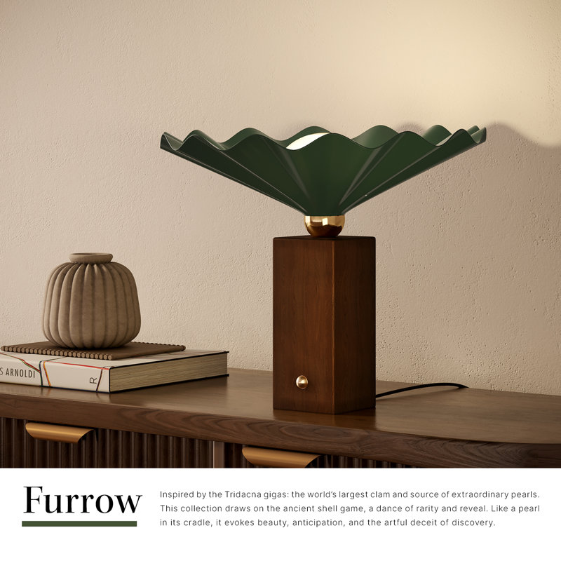 Furrow 14-in Red Table Lamp, Red