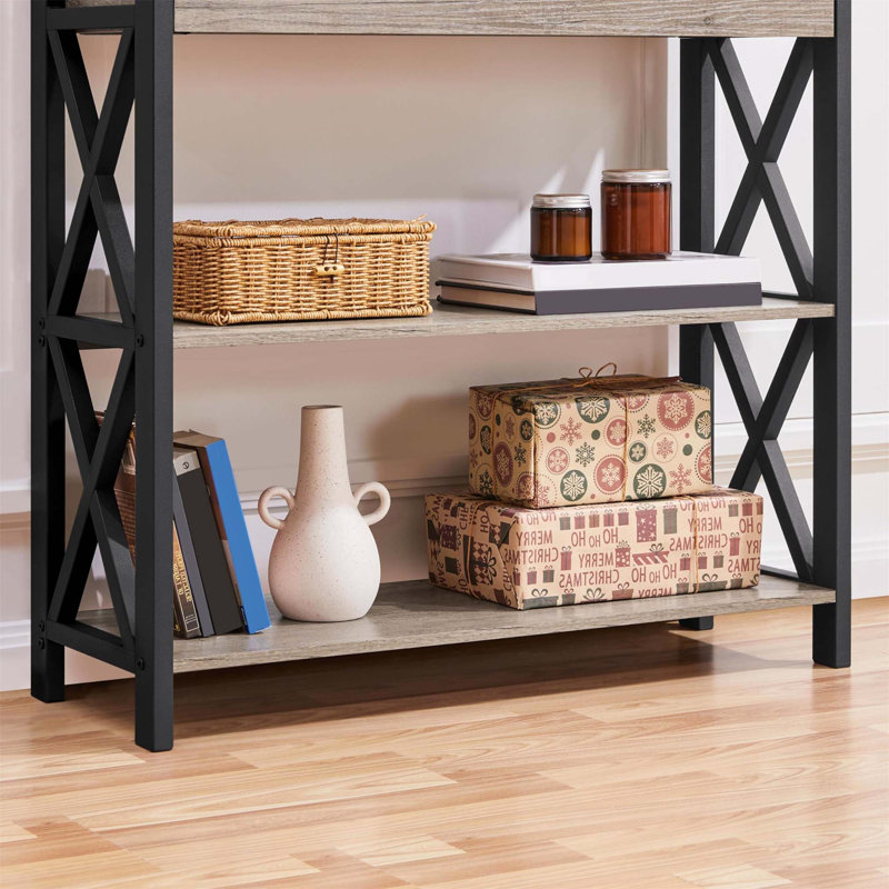 Annam Console Table, Grey, 80cm H x 80cm W x 30cm D, Black