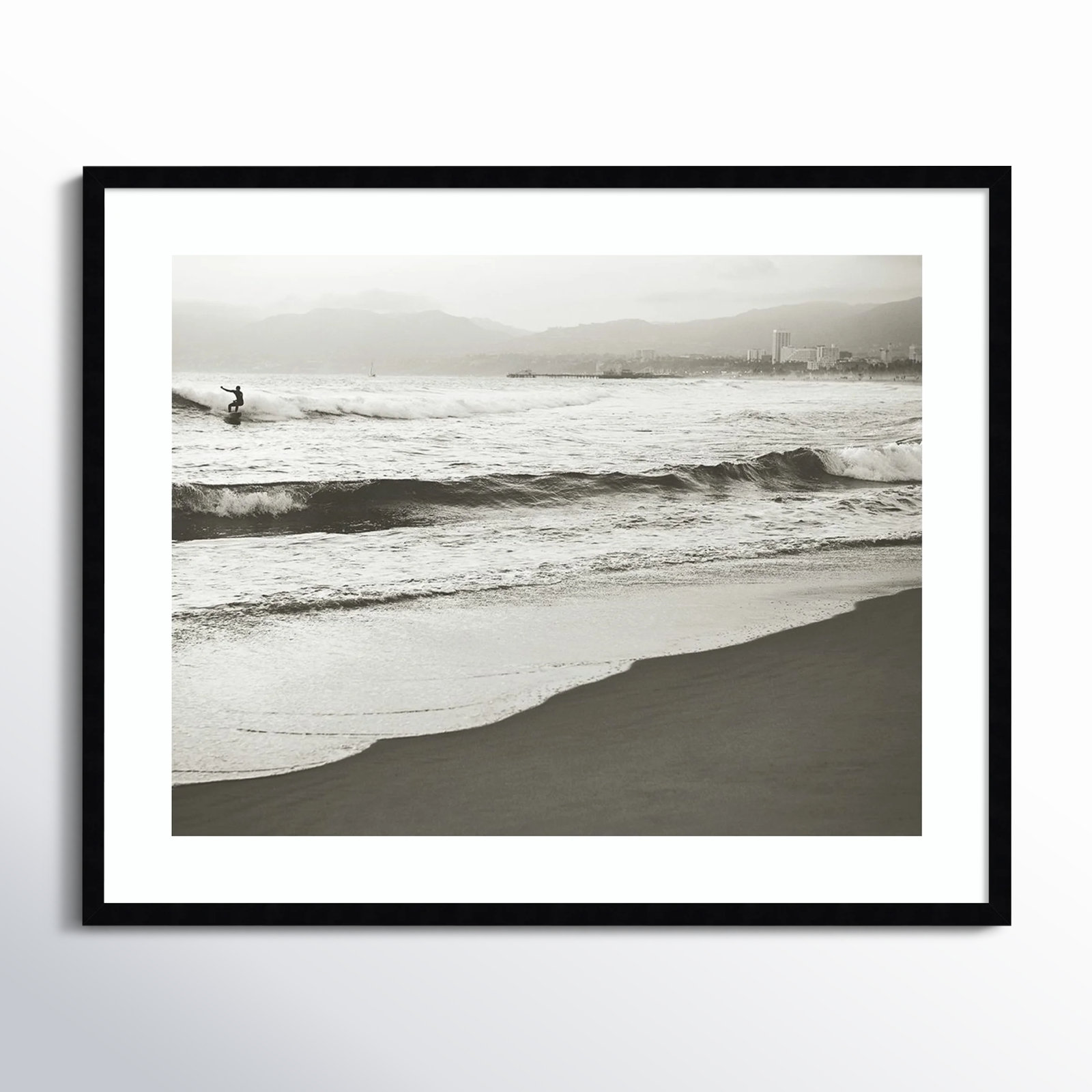 Fig "BW Surfer No. 1" Photo Print, 27" H x 33" W, Black Framed
