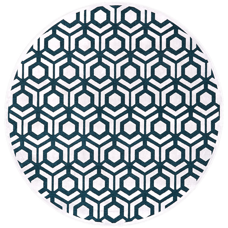 Tapis bleu sarcelle / blanc Ewald