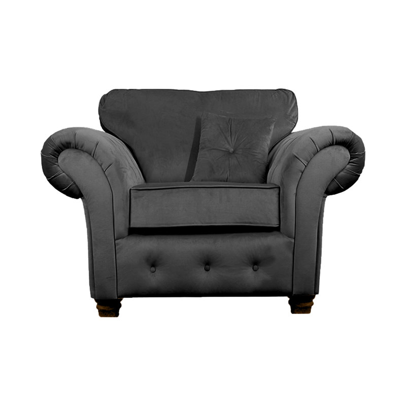 Lila Velvet Chesterfield Chair, Charcoal