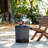 Outdoor Simulated Braided Cord MGO Side Table With Vintage Trim – Indoor Retro Cylindrical End Table For Home & Patio Decor