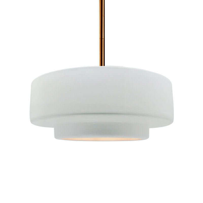 Luminaire suspendu à 1 lumière Meydan - DEL, H 5,25 po x l 14,5 po x P 14,5 po, Blanc brillant / blanc brillant